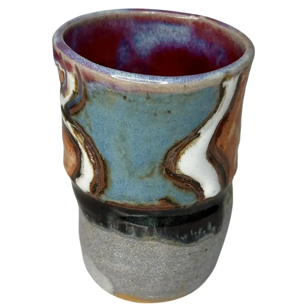 Handmade Studio Pottery Cup Bud Vase Signed Kelly Hask Artisan Ceramic Cup
